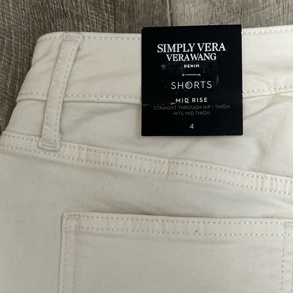Women's Simply Vera Vera Wang 4 Small Shorts White Jeans Stretch Denim NWT - Picture 6 of 9